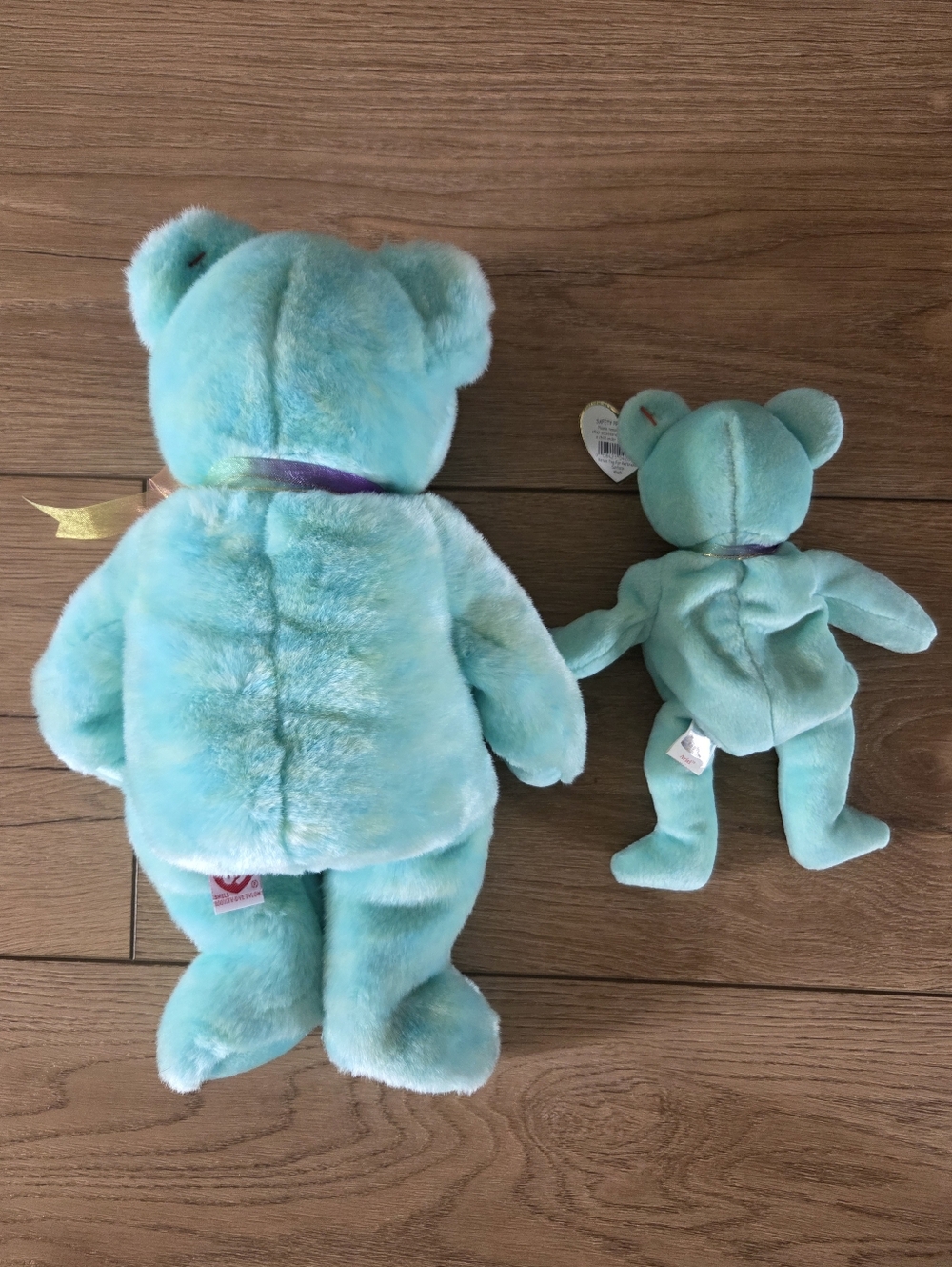 Ty Ariel Teal Plush Bear Beanie Baby & Buddy Duo with Floral Embroidery - NWT! - Picture 3 of 5
